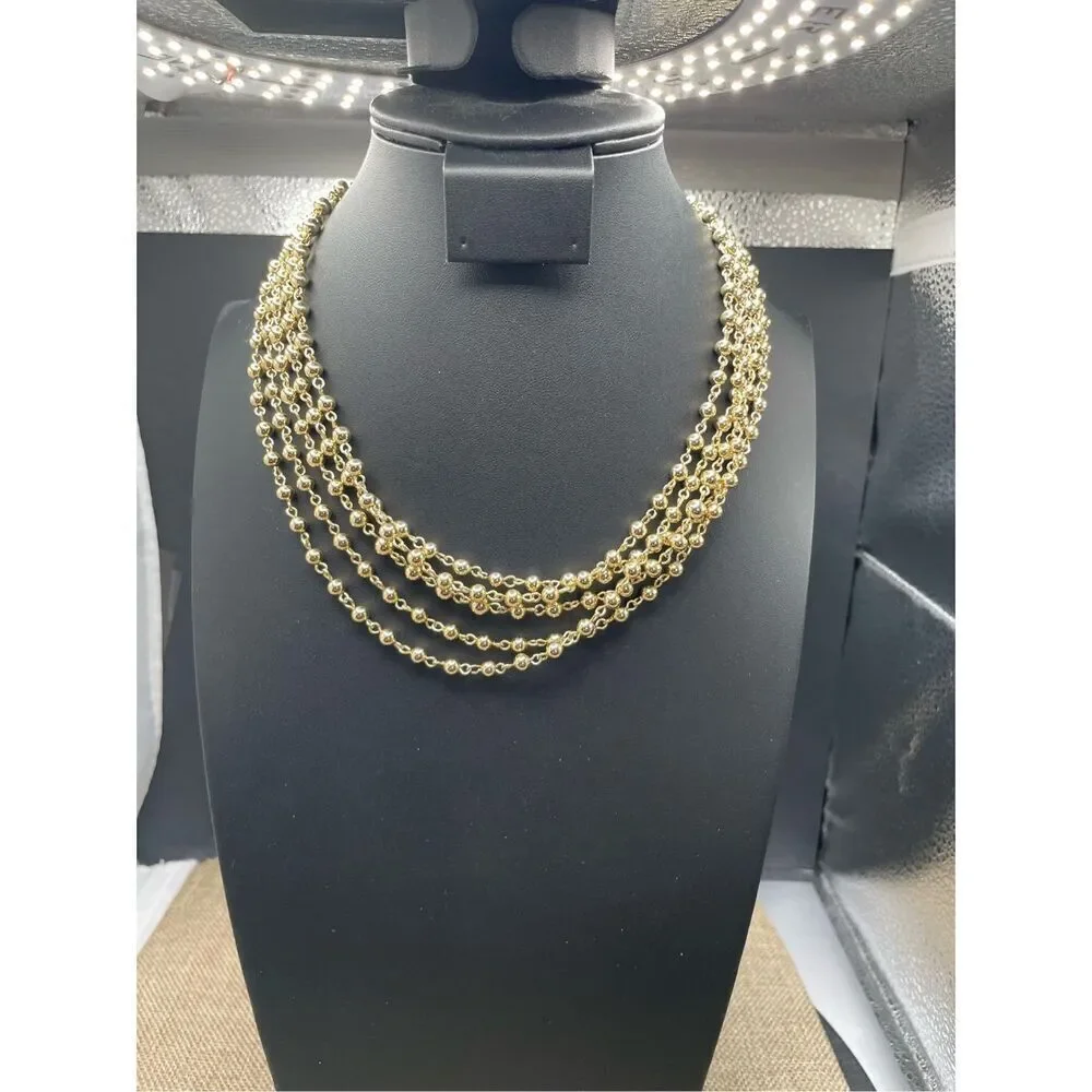 Vintage Gold Lisner Necklace 5 Strand Bohemian Style, Gold Tone Retro Costume Je